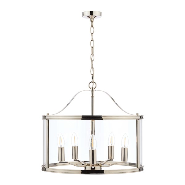 (image for) Laura Ashley Harrington 5lt Pendant Polished Nickel Glass